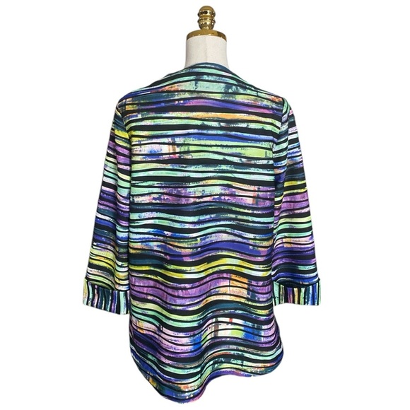 JOSEPH RIBKOFF Multicolored Rainbow Striped Textured Classic Blazer Size 8 - Picture 6 of 12